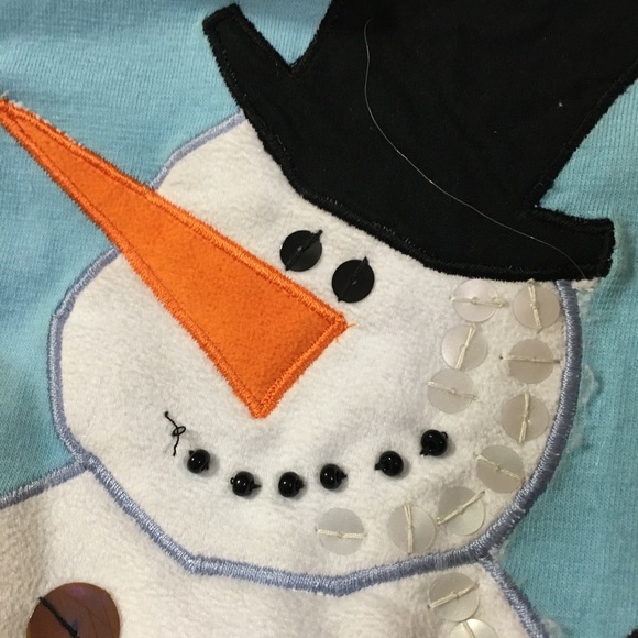 New Michael Simon Event Sequin Snowman Snowflakes Tee Kids Large - Picture 8 of 8